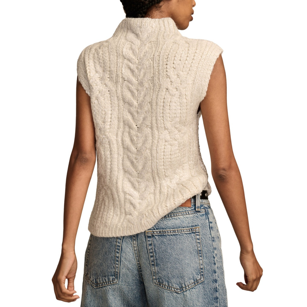 Lucky Brand Women Metallic Cable Knit Sweater Vest Whisper White Size L - Picture 4 of 4